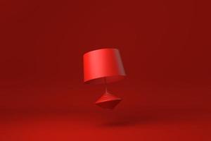 Red lampshade floating in Red background. minimal concept idea creative. monochrome. 3D render. photo