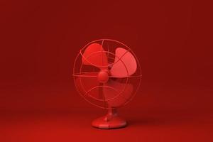 Red Retro Fan in Red background. minimal concept idea creative. monochrome. 3D render. photo