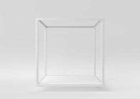 White abstract geometric shape in white background. minimal concept idea creative. monochrome. 3D render. photo