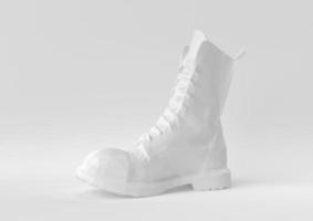 White shoe floating in white background. minimal concept idea creative. origami style. 3D render. photo