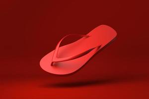 Red Flip flops floating in red background. minimal concept idea creative. 3D render. photo