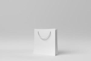 Shopping paper bag on white background. minimal concept. 3D render. photo