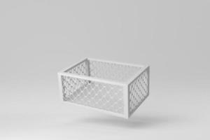 Empty plastic crate on white background. minimal concept. 3D render. photo