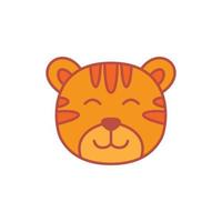 tiger or cub or big cat happy face head cute cartoon logo icon vector illustration