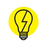 line bulb lamp with thunderbolt yellow logo design vector graphic symbol icon sign illustration creative idea