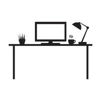 mesa minimalista con espacio de trabajo de computadora diseño de logotipo vector gráfico símbolo icono signo ilustración idea creativa