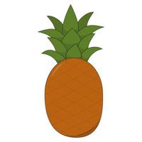 ilustración vectorial de piña. fruta tropical en estilo de dibujos animados aislado sobre fondo blanco. fuente de vitamina c vector