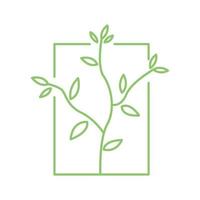 plant tree leaf line with frame simple green logo symbol icon vector graphic design illustration