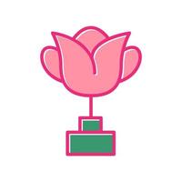 trophy with  rose flower logo symbol icon vector graphic design illustration