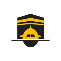 viaje en avión a la meca kabah y diseño de logotipo de viaje vector