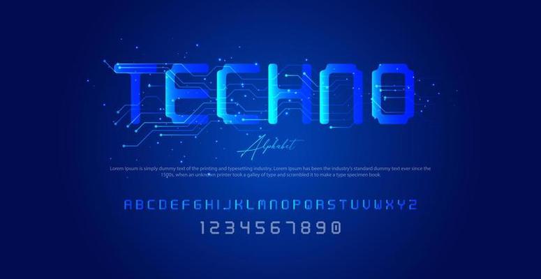 Modern Alphabet Font. Typography urban style fonts for technology, digital, movie logo design. vector illustration