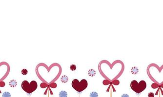 Beautiful banner and poster for Valentines Day February 14. Festive decor. Sweet gifts and ice boxes in the form of a heart. Vector illustration in flat and cartoon style.