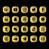 Gold social media Icons vector