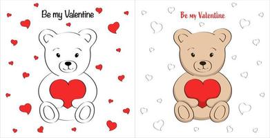 Bear Valentine Greeting Cards Set vector