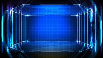 Abstract futuristic background of blue glowing sci fi technology hud ui frame and circuit line vector