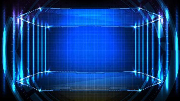 Abstract futuristic background of blue glowing sci fi technology hud ui frame and circuit line