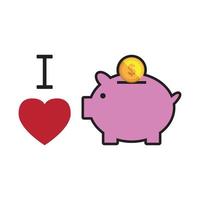 I love piggy bank vector