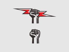 labor day people power fist hand lighting thunder freedom movement vector