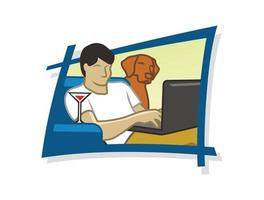 work from home school from home illustration vector