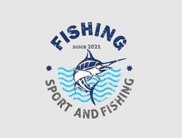 logo de deporte de pesca imagen de pez marlin azul vector