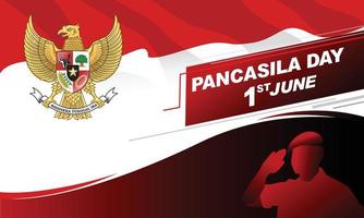 día de pancasila, diseño de paisaje horizontal con espacio de copia vector