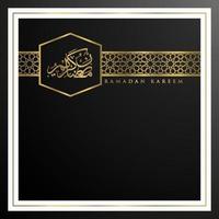 Ramadan Kareem Greeting Card Islamic Floral Pattern vector design with beautiful arabic calligraphy and lantern for background, banner, wallpaper, cover, flyer, decoration and brosur