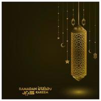 ramadan kareem tarjeta de saludo diseño de vector de patrón floral islámico con caligrafía árabe y media luna para fondo, pancarta, papel tapiz, brosur, volante, decoración y cubierta