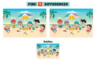 Find Seven Differences Activity For Children vector