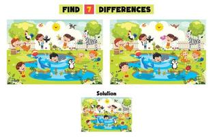 Find Seven Differences Activity For Children vector