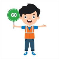 Cartoon Drawing Of A Traffic Guide vector