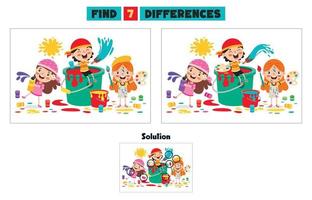 Find Seven Differences Activity For Children vector