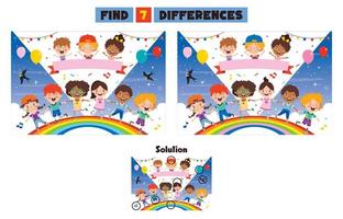 Find Seven Differences Activity For Children vector