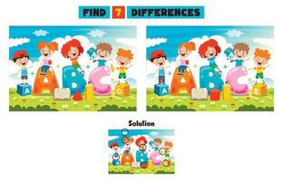 Find Seven Differences Activity For Children vector