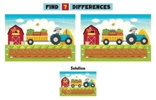 Find Seven Differences Activity For Children vector