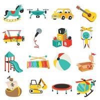 Set Of Various Colorful Toys vector