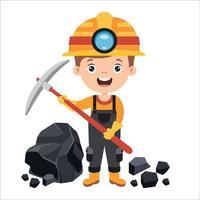 Cartoon Drawing Of A Miner vector