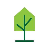 árbol abstracto verde con hoja casa forma logotipo símbolo icono vector diseño gráfico ilustración idea creativa