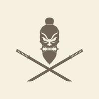 monster mask ninja with sword vintage logo design vector graphic symbol icon sign illustration creative idea