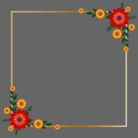 marco rectangular de flores vector