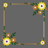 marco rectangular de flores vector