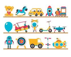 Set Of Various Colorful Toys vector
