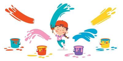 Funny Kid Coloring And Painting vector