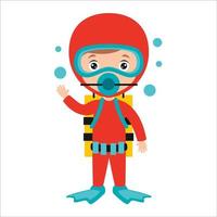 Cartoon Drawing Of A Diver vector