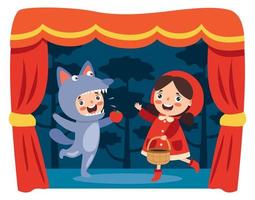 Theater Scene With Cartoon Characters vector