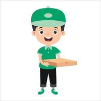 Cartoon Drawing Of A Delivery Boy vector