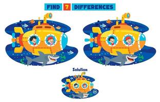 Find Seven Differences Activity For Children vector