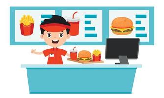 Cartoon Drawing Of Fast Food Restaurant vector