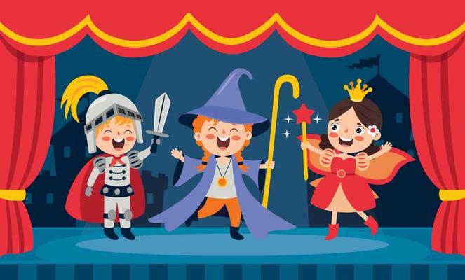 Theater Scene With Cartoon Characters 5520566 Vector Art at Vecteezy