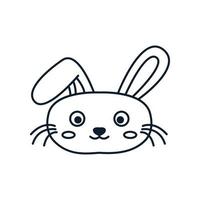 rabbit or bunny head face smile cute cartoon line logo vector illustration