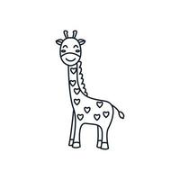 jirafa línea sonrisa lindo dibujo animado logo vector ilustración